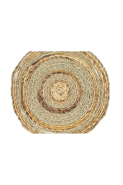 Willow Row Round Brown Banana Leaf Wicker & Seagrass Placemats