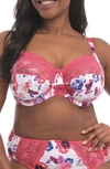 Elomi Full Figure Morgan Banded Underwire Stretch Lace Bra El4110, Online Only In Pink Floral
