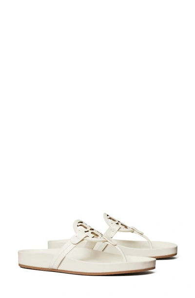 Tory Burch Miller White Sandals With Logo Buckle