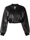DOROTHEE SCHUMACHER CROPPED ZIP-UP FAUX LEATHER JACKET