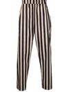 LANEUS STRIPE-PRINT COTTON TROUSERS