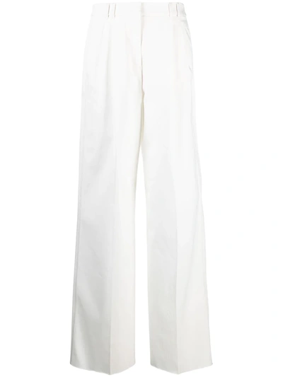 Agnona High-waisted Wide-leg Trousers In White