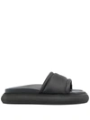 ATTICO BLACK LEATHER SLIDERS