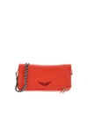 ZADIG & VOLTAIRE SHOULDER STRAP CLUTCH BAG IN RED