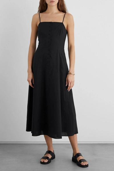 Iris & Ink Amelia Cotton-voile Midi Dress In Black