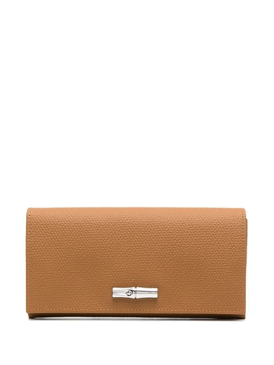 Longchamp Roseau Leather Continental Wallet In Natural