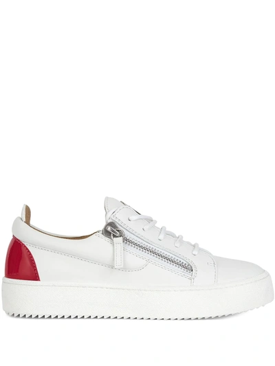 Giuseppe Zanotti Double Side Zip Sneakers In White