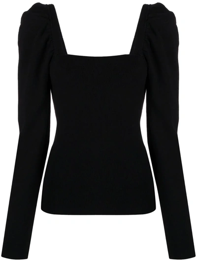 Twinset Structured Shoulders Knitted Blouse In Black