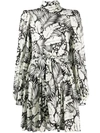 Saint Laurent Tropical-print Fit-&-flare Dress In White
