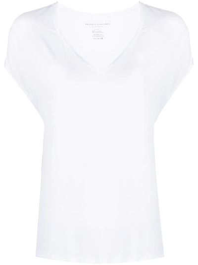 Majestic V-neck Sleeveless T-shirt In Weiss