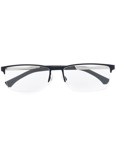 Emporio Armani Logo Square Glasses In Silver