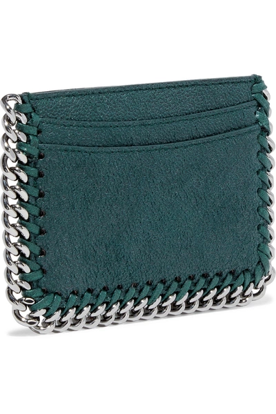 Stella Mccartney Falabella Faux Brushed-leather Cardholder In Emerald