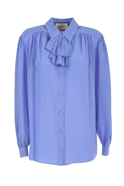 Gucci Light Blue Silk Shirt