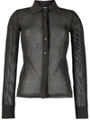Bottega Veneta Mesh Sheer Button Down Shirt In Black