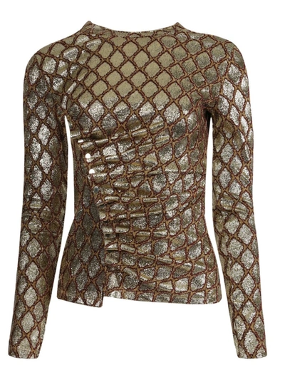 Paco Rabanne Ruched Lamé-jacquard Top In Gold