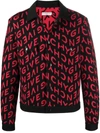 Givenchy Black & Red Wool Refracted Logo Bomber Jacket In Red