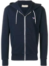 Maison Kitsuné Tricolor Fox Patch Cotton Zip Hoodie In Blue