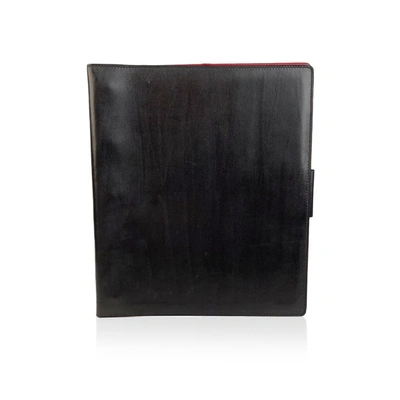 Gucci Vintage Black Leather 5 Ring Agenda Notebook Cover