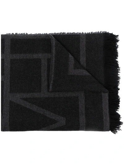 Totême Monogram Wool Cashmere Scarf In Black