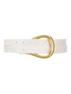 Bottega Veneta Double Strap Leather Belt With Horseshoe Buckle In White