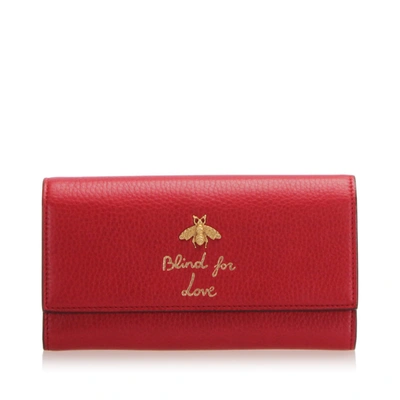 Gucci Blind For Love Leather Long Wallet In Red