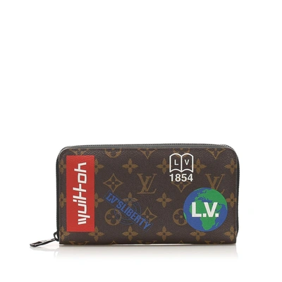 Pre-owned Louis Vuitton Printed Monogram Long Wallet In Brown