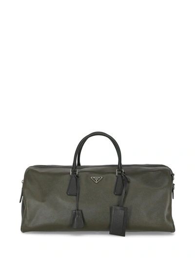 Pre-owned Prada Leather Travel Bag In Green