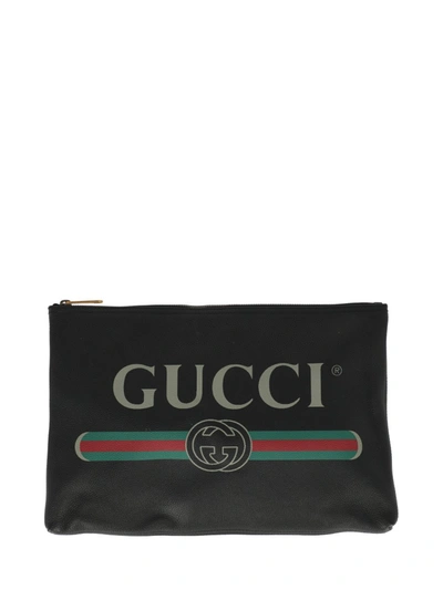 Pre-owned Gucci Leather Clutch Bag In Black