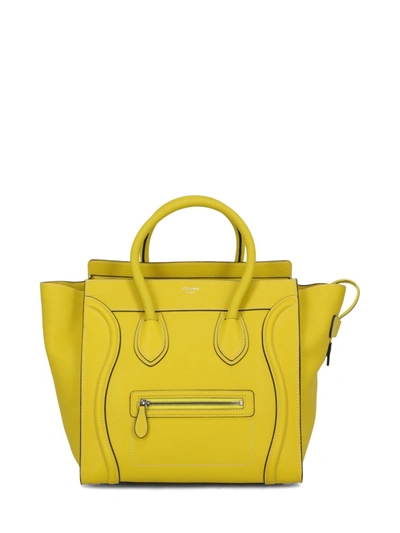 Celine Luggage Leather Tote Bag In Yellow