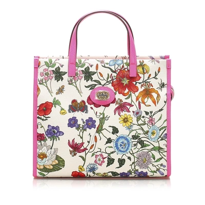 Pre-owned Gucci Flora Canvas Handbag In Multicolor