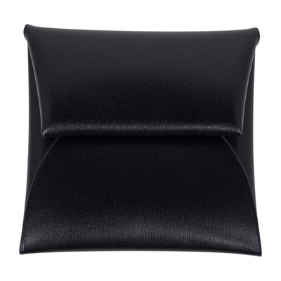 Pre-owned Hermes Bastia Change Purse Black Box Leather New W/ Box
