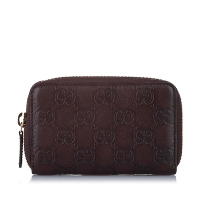 Gucci Ssima Card Holder In Brown