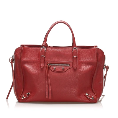 Balenciaga Papier A4 Leather Satchel In Red