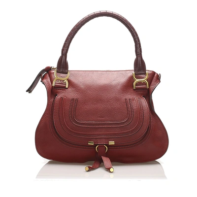 Chloé Marcie Leather Satchel In Red