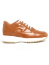 Hogan Interactive Brown Leather Sneakers In Brown