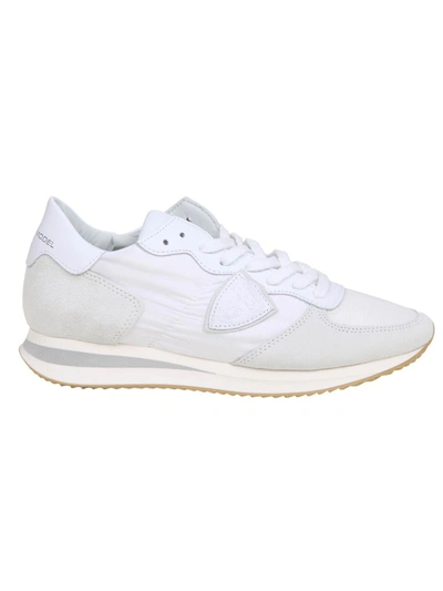 Philippe Model Trpx L Sneakers In White Suede And Fabric