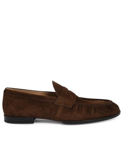 Tod's Monogram Suede Loafers In Brown