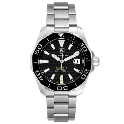 Tag Heuer Aquaracer Black Dial Steel Mens Watch Way211a Box Card In Silver