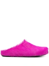 Marni Long Hair Leather Loafers In Pink