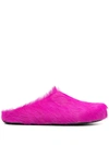 MARNI FUSSBET SABOT CALF-HAIR SLIPPERS