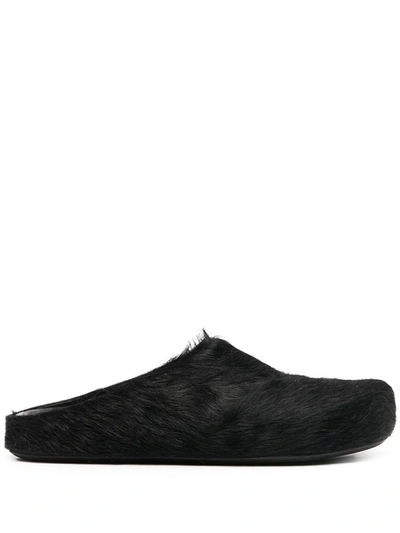 Marni Black Calf-hair Fussbett Loafers