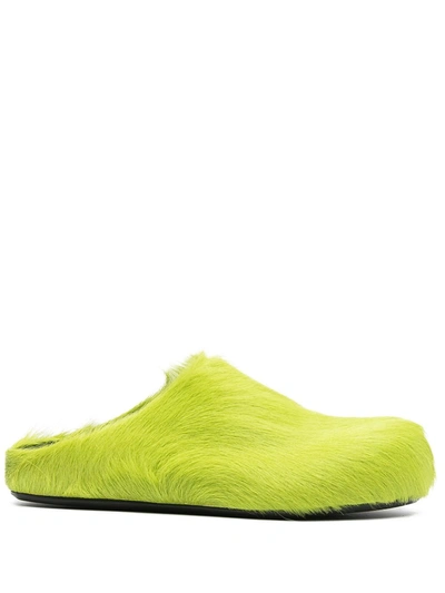 Marni Slip-on Textured Slippers In Green