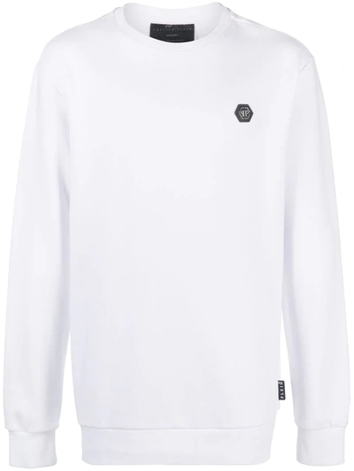 Philipp Plein Logo Patch Sweatshirt Wit Logo At Rear In White