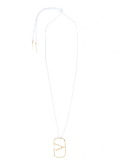 Valentino Garavani Vlogo Pendant Necklace In White
