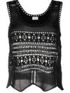 Saint Laurent Black Crochet Tank Top In Black