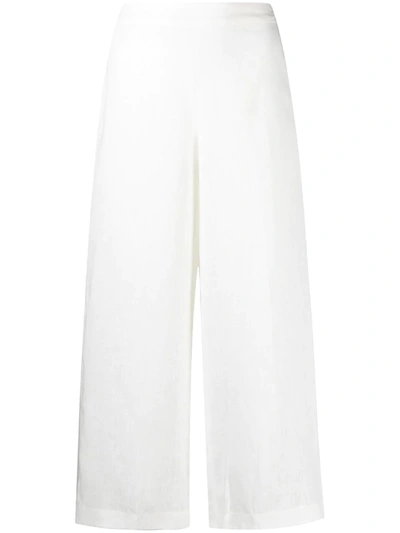 Ermanno Scervino High-rise Wide-leg Linen Trousers In White