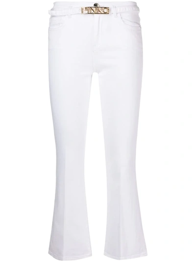Pinko Mid-rise Flared Cropped Trousers In White
