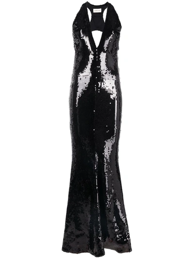 Alexandre Vauthier Sequin-embellished Plunging V-neck Dress In Black