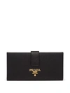 Prada Large Logo Plaque Wallet In Black