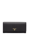 Prada Logo-plaque Folding Wallet In Black